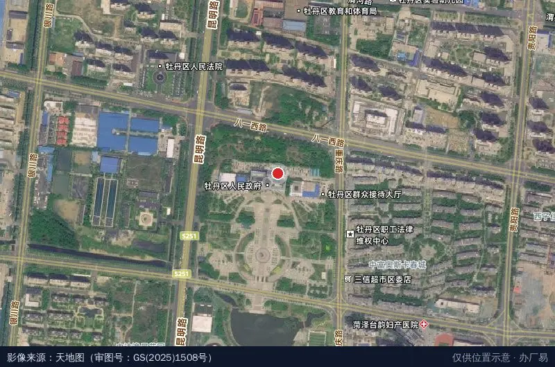 菏泽市高新技术区(九为蓝谷)卫星位置示意图