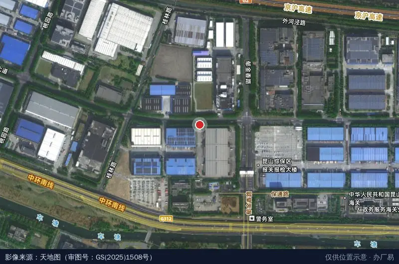 万纬昆山保税园区卫星位置示意图