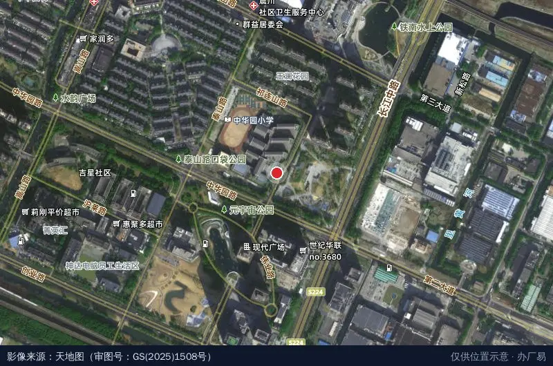 昆山经济技术开发区中华园卫星位置示意图