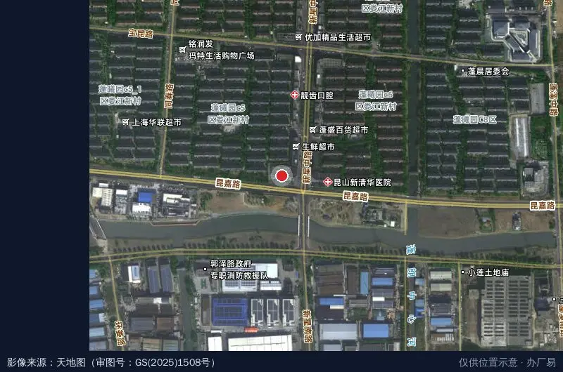 昆山市经济开发区蓬溪看护点卫星位置示意图