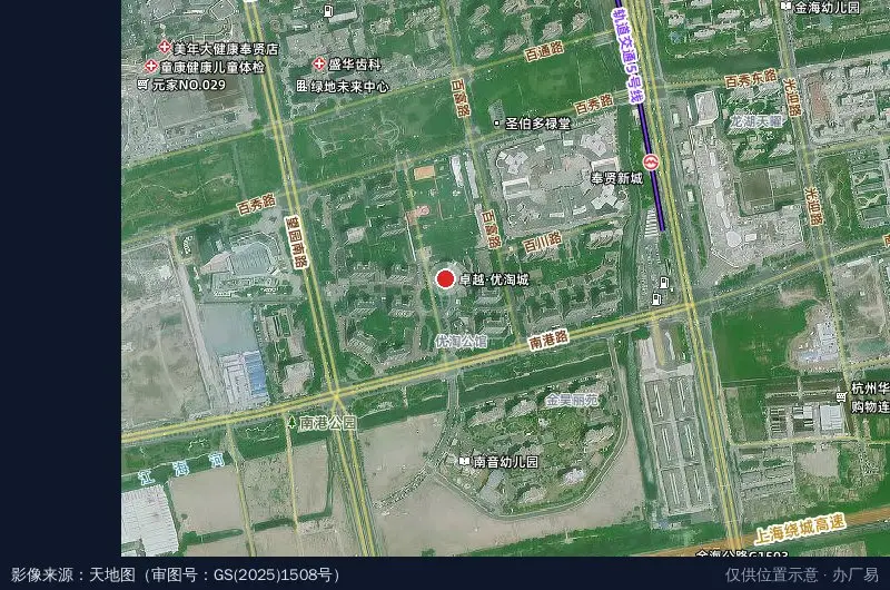 奉贤区供销社经济园区卫星位置示意图