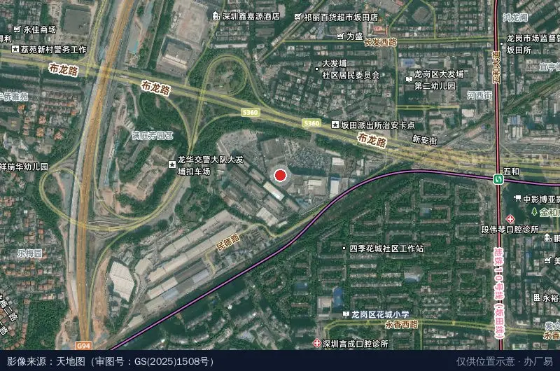 坂田生态科技园卫星位置示意图