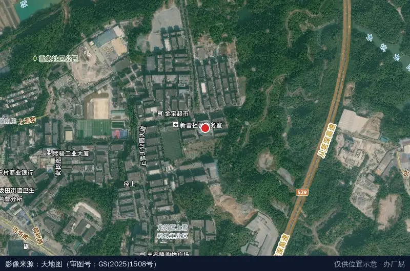 上雪科技园东区9号工业园卫星位置示意图