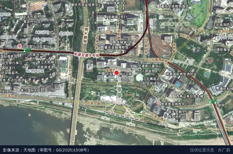 江北区经济犯罪案件接报案中心卫星位置示意图