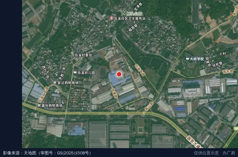 大岭村顺利工业园卫星位置示意图