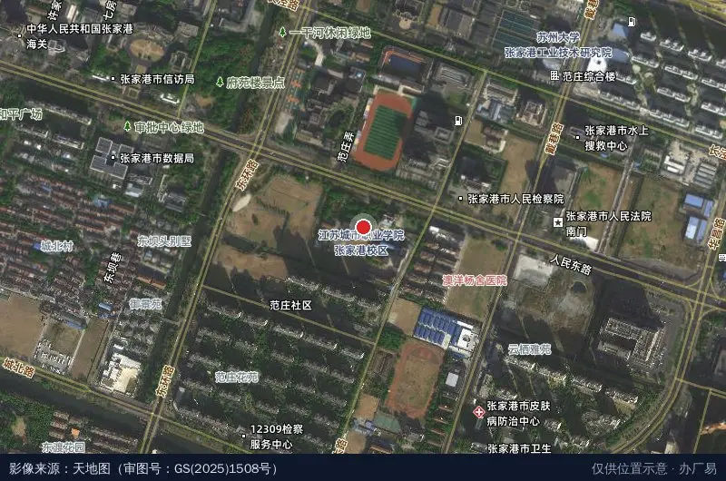 张家港市数字文化产业园卫星位置示意图