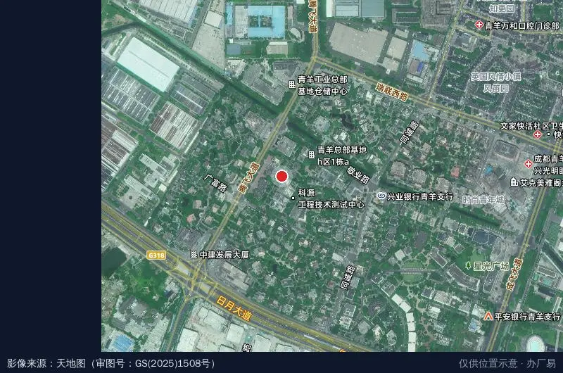 青羊工业总部基地H区卫星位置示意图