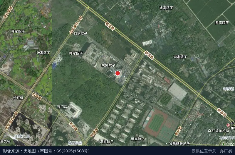 四川农业大学科技园2期A区卫星位置示意图