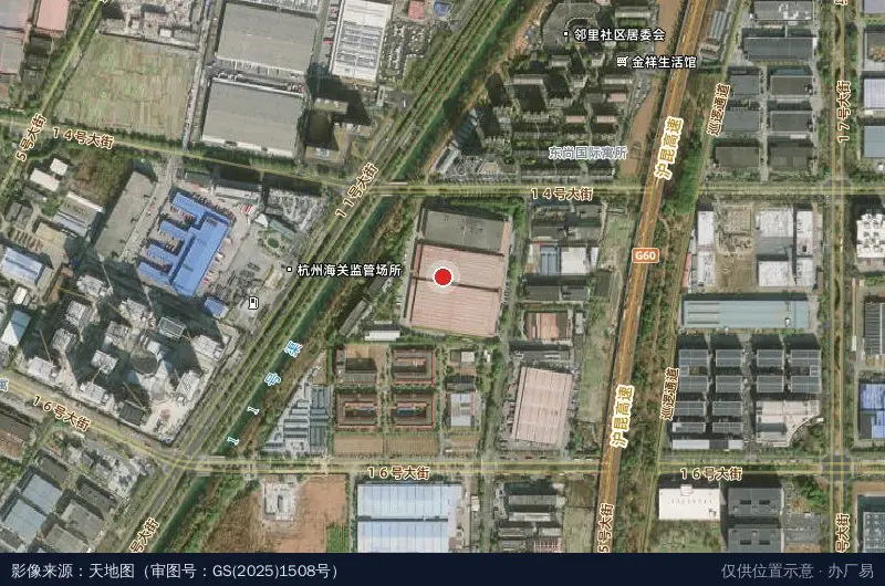 苏宁下沙物流中心(北区)卫星位置示意图