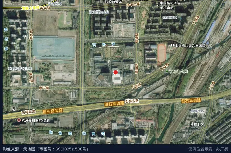 杭州丁桥新经济产业园卫星位置示意图