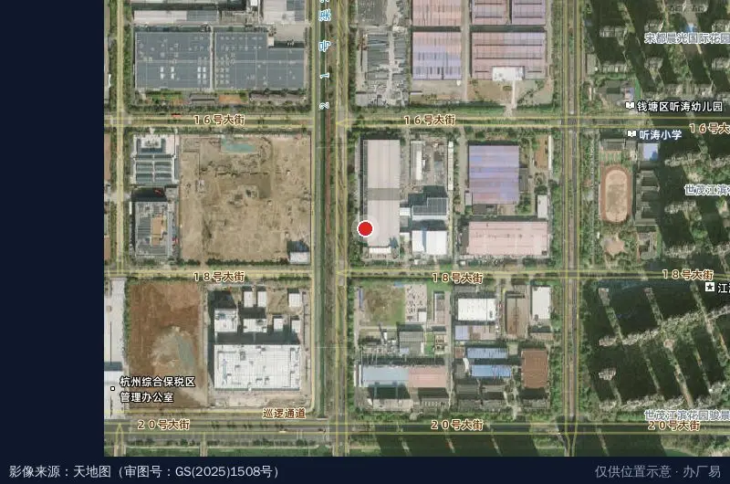 杭州经济技术开发区西部厂区卫星位置示意图