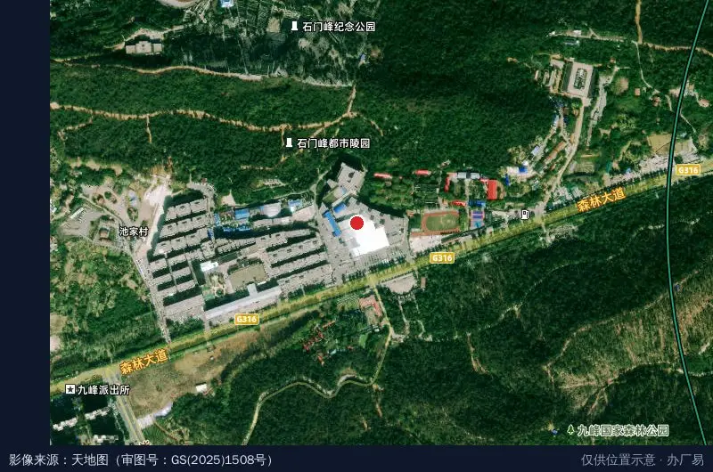 峰源中心卫星位置示意图