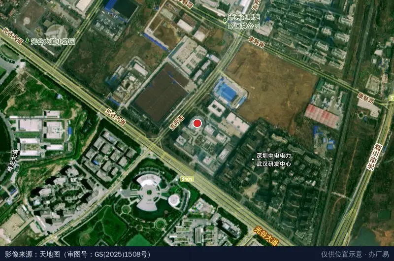 光谷跨境电商产业园卫星位置示意图
