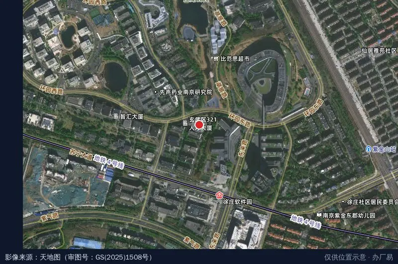 南京徐庄软件园卫星位置示意图