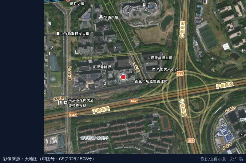 南京市雨花区金证科技园卫星位置示意图