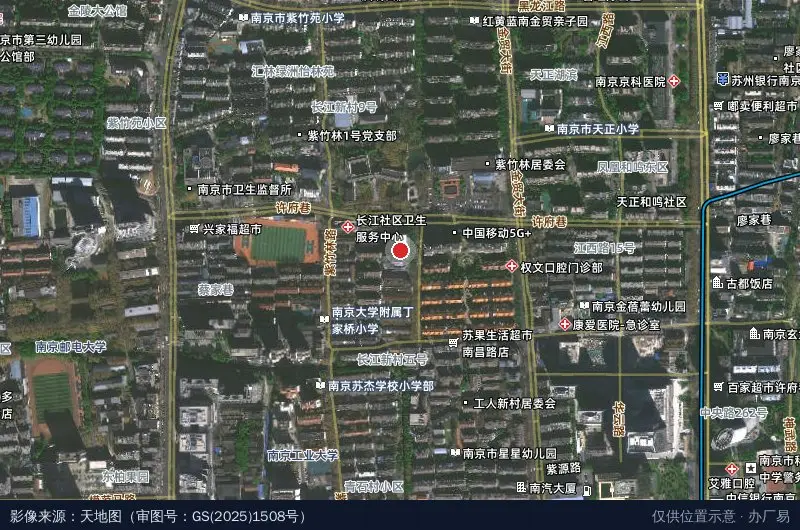 南京长江科技园南区卫星位置示意图