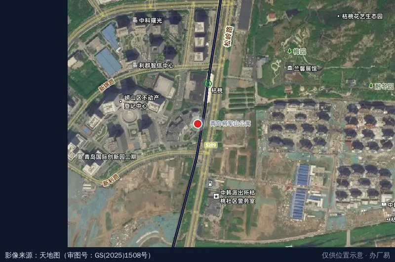 青岛市人工智能产业园卫星位置示意图