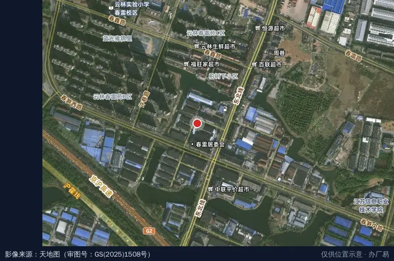 锡山经济技术开发区一期工业园卫星位置示意图