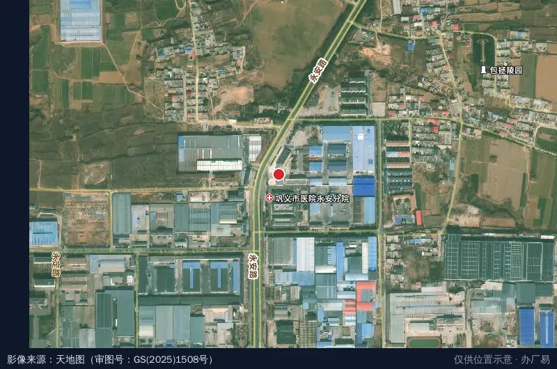 巩义市净水新材料产业园卫星位置示意图