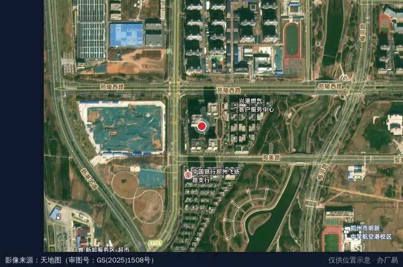 郑州航空港经济综合实验区科技工信局卫星位置示意图