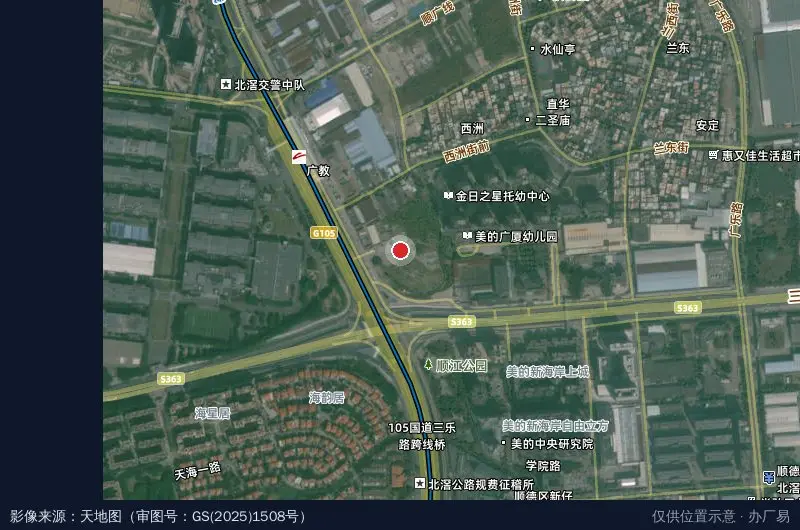 北滘工业园卫星位置示意图