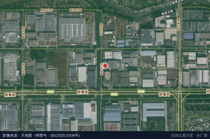 大良五沙工业园卫星位置示意图