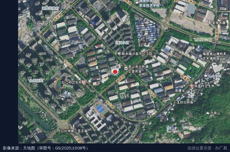 金山工业集中区浦上园卫星位置示意图