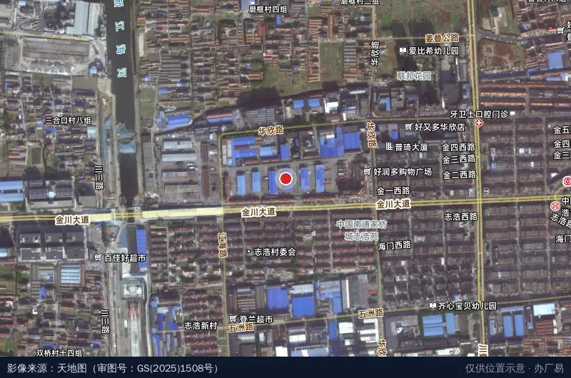 中国家纺城南通汽运飞鹤物流中心卫星位置示意图