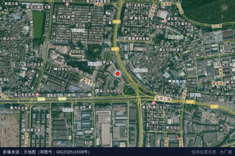 东莞市汽车站产业园卫星位置示意图