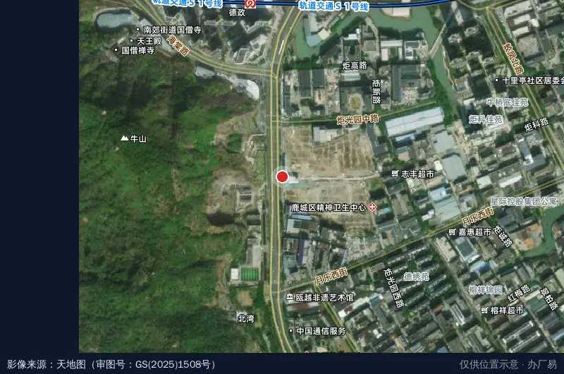 鹿城万洋科技城项目现场卫星位置示意图