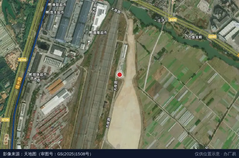 温州南动车所及上盖工程产业工人园(建设中)卫星位置示意图