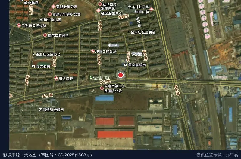 大连市甘井子区环保卫星位置示意图