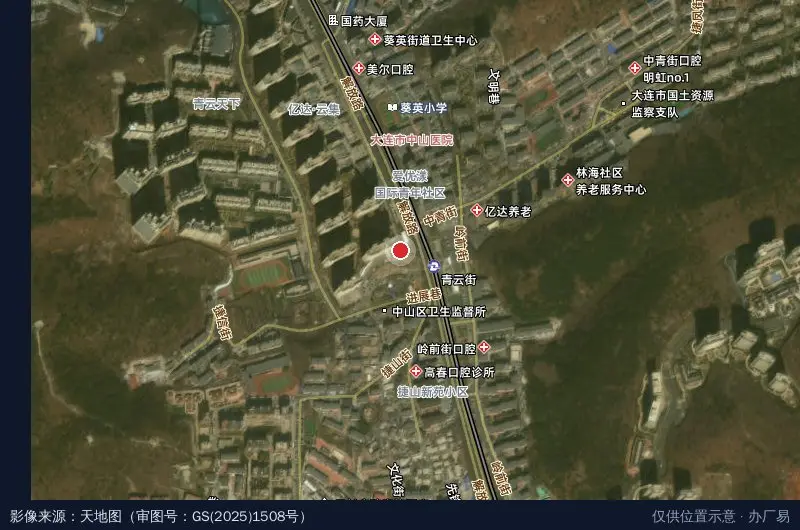 中山区家政产业园卫星位置示意图