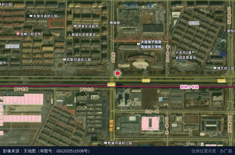 大连双D港产业园区卫星位置示意图