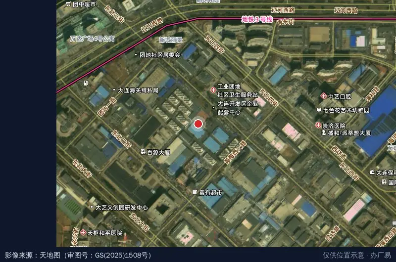大连开发区企业配套中心卫星位置示意图