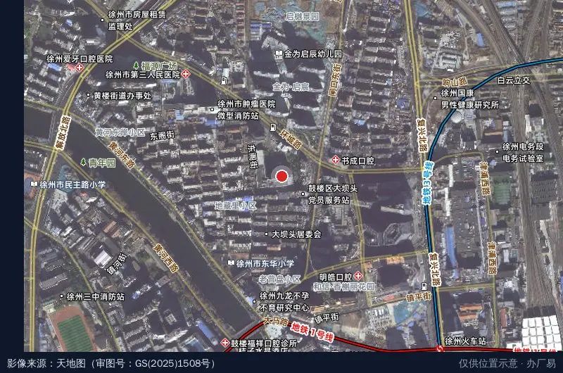 徐州医科大学国家大学科技园卫星位置示意图