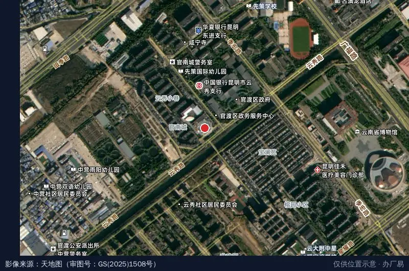 云南滇创季官产业园卫星位置示意图