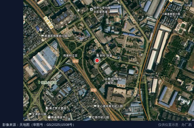 昆明科技创新园卫星位置示意图