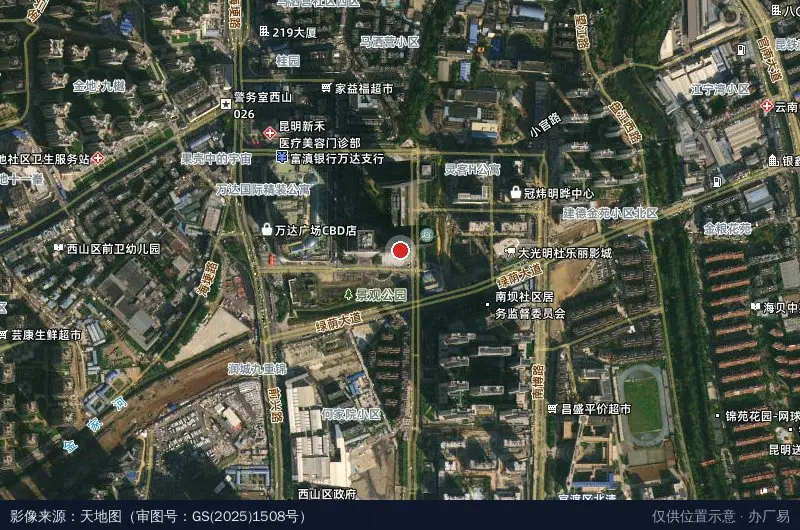 云南省(昆明西山)国际科创产业园卫星位置示意图