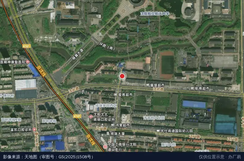 沈航大学科技园卫星位置示意图