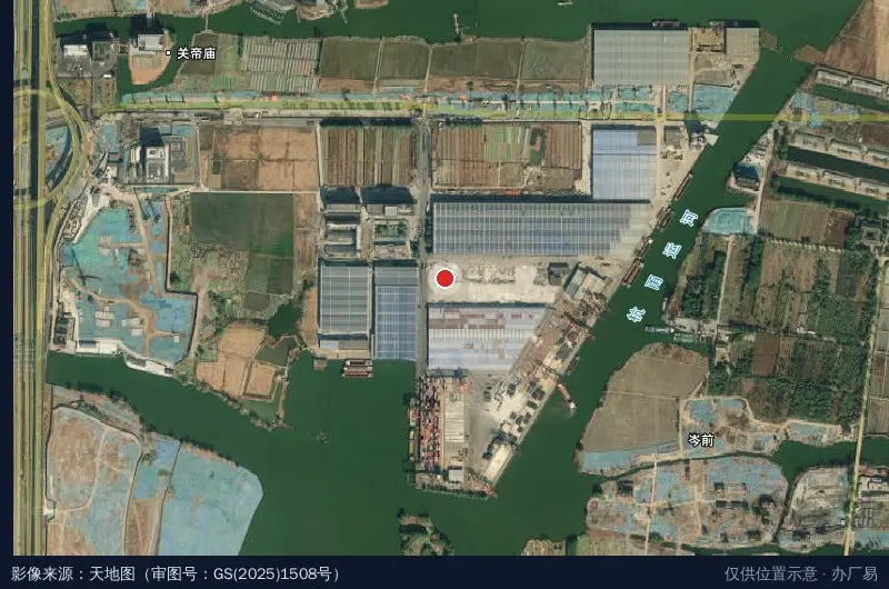 绍兴港现代物流园卫星位置示意图