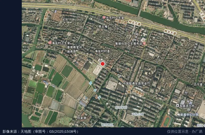 安昌街道海盐村酱货农副产品产业园卫星位置示意图