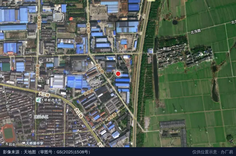 江苏省江都大桥工业园卫星位置示意图