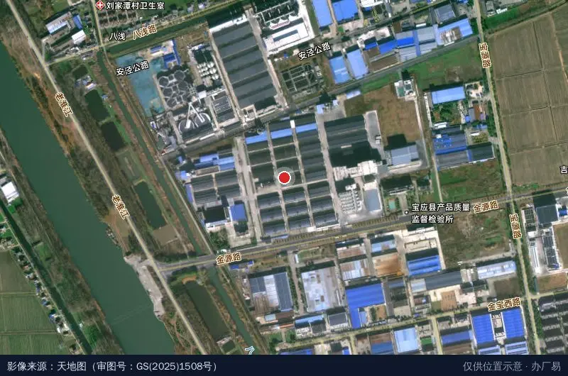江苏宝应湖粮食物流中心卫星位置示意图