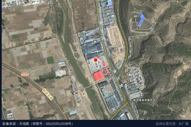 米脂县益康现代农业园区卫星位置示意图