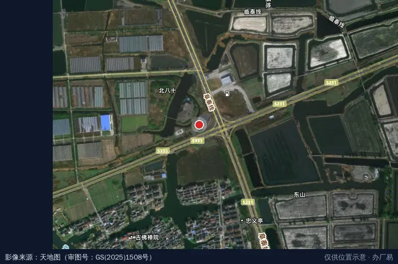 江苏省兴化现代农业产业园卫星位置示意图