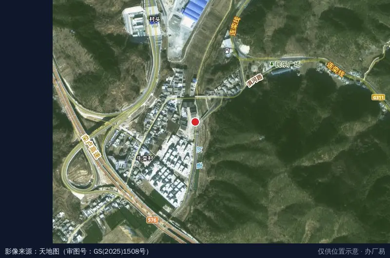 伏牛山中药材产业园卫星位置示意图