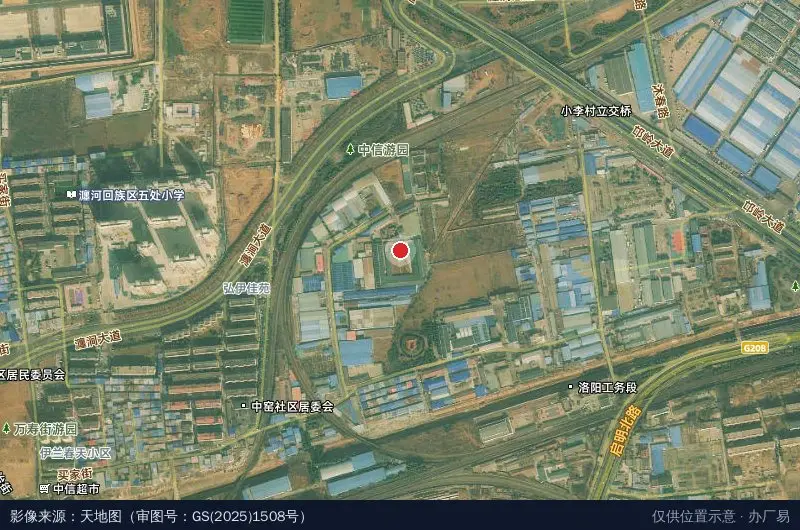 瀍河回族区中窑工业园8号院卫星位置示意图