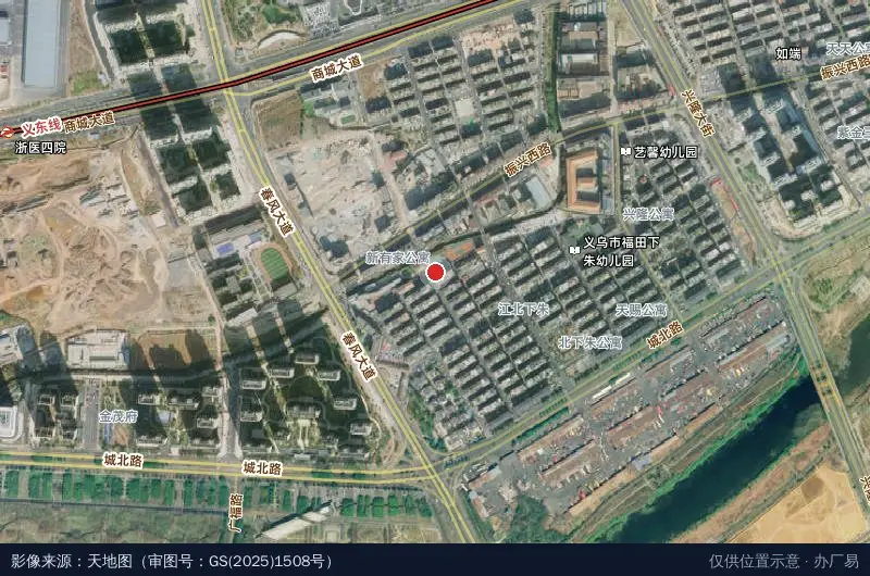 义乌江北下朱社交电商之都卫星位置示意图