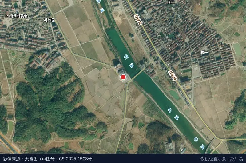 南马镇东湖村东三工业园区卫星位置示意图